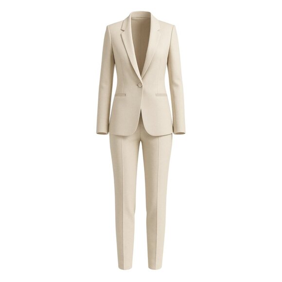 PRE-LOVED | Women's Cream Fitted Wedding Suit - Picture 1 of 3